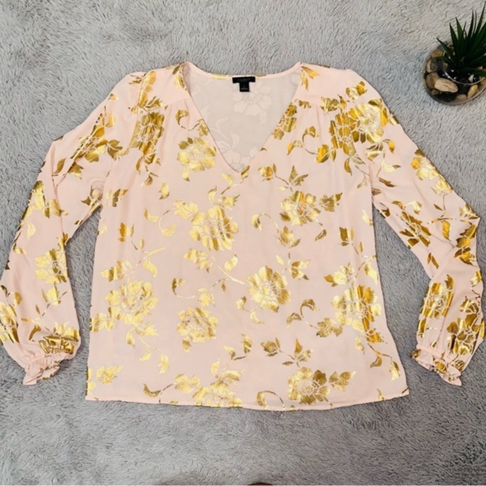 Ann Taylor floral metallic top